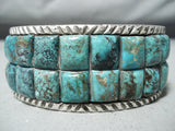 Heavy Curt John Native American Navajo Turquoise Sterling Silver Inlay Bracelet-Nativo Arts