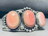 Spell-binding very rare Native American Navajo Pink Conch Sterling Silver Bracelet Signed-Nativo Arts