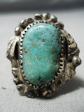 Magnificent Vintage Native American Navajo Turquoise Sterling Silver Ring Old-Nativo Arts