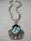 Impressive Vintage Native American Navajo Turquoise Sterling Silver Necklace Old-Nativo Arts