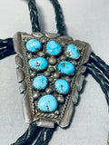 Outstanding Vintage Native American Navajo Kingman Turquoise Sterling Silver Bolo-Nativo Arts