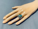 Unique Advanced Silver Work Native American Navajo Pilot Mountain Turquoise Sterling Silver Ring-Nativo Arts