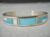 Exceptional Vintage Native American Zuni Thicker Navajo Turquoise Sterling Silver Bracelet-Nativo Arts