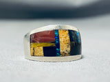 Impressive Vintage Native American Navajo Tigers Eye Jet Inlay Sterling Silver Ring-Nativo Arts