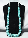 Native American Terrific Vintage Santo Domingo Old Kingman Turquoise Sterling Silver Necklace-Nativo Arts