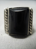 Huge Vintage Navajo Squared Onyx Sterling Silver Native American Ring-Nativo Arts