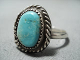 Marvelous Vintage Navajo Turquoise Sterling Silver Ring Native American Old-Nativo Arts