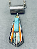 Focused Precise Artist Detail Vintage Native American Navajo Turquoise Sterling Silver Necklace-Nativo Arts