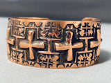 Heavy Hand Detailed Native American Navajo Copper Wide Heavy Bracelet-Nativo Arts
