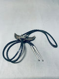 Pilot Wings Rare Vintage Native American Navajo Turquoise Sterling Silver Bolo Tie-Nativo Arts