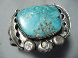 Authentic Vintage Native American Navajo Chunky Turquoise Sterling Silver Bracelet-Nativo Arts