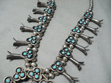 Amazing Vintage Native American Navajo Snake Turquoise Sterling Silver Squash Blossom Necklace-Nativo Arts