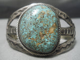 Important Vintage Native American Navajo Lone Mountain Turquoise Sterling Silver Bracelet Old-Nativo Arts