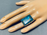 J. Tsosie Electrifying Native American Navajo Kingman Turquoise Sterling Silver Ring-Nativo Arts