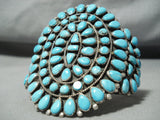 One Of Best Vintage Native American Navajo Blue Gem Turquoise Sterling Silver Cluster Bracelet-Nativo Arts