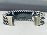 Native American Heavy Double Coiled Vintage Navajo Sterling Silver Bracelet Cuff Old-Nativo Arts