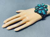 Huge Vintage Native American Navajo Turquoise Chunk Cluster Sterling Silver Bracelet-Nativo Arts