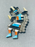 Gary Vacit Vintage Native American Zuni Turquoise Sterling Silver Rainbow Man Pin/pendant-Nativo Arts