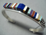 Native American One Of The Most Precise Protruding Inlay Turquoise Sterling Silver Bracelet-Nativo Arts