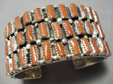 Amazing Wrap Around Coral Sterling Silver Native American Navajo Bracelet Cuff-Nativo Arts