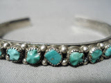 Spectacular Vintage Native American Zuni Cerrillos Turquoise Sterling Silver Bracelet Old-Nativo Arts