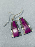 Steve Francisco Native American Navajo Purple Stone Sterling Silver Earrings-Nativo Arts