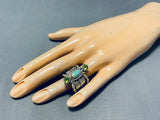 Exquisite Native American Navajo Royston Turquoise Peridot Sterling Silver Gigantic Ring-Nativo Arts