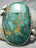 Signed Quality Vintage Native American Navajo Carico Lake Turquoise Sterling Silver Bracelet-Nativo Arts