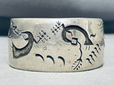 Awesome Vintage Native American Navajo Sterling Silver Kokopelli Overlay Large Bracelet-Nativo Arts