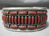 Superior Vintage Native American Navajo Floyd Begay Coral Sterling Silver Bracelet Old-Nativo Arts