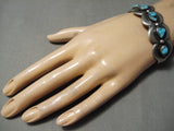Amazing Vintage Native American Navajo Waving Sterling Silver Turquoise Bracelet Old-Nativo Arts