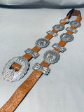 Authentic Signed Vintage Native American Navajo Sterling Silver Hand Tooled Concho Belt Old-Nativo Arts