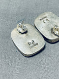 Bobby Johnson Vintage Native American Navajo Turquoise Sterling Silver Earrings-Nativo Arts