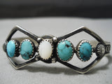 Rare Vintage Native American Navajo Spiderweb Turquoise Sterling Silver Bracelet Old-Nativo Arts