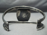 Huge Domed Royston Turquoise Vintage Native American Navajo Sterling Silver Bracelet Old-Nativo Arts