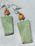 Incredible Jon Cly Signed Native American Navajo Turquoise Sterling Silver Earrings-Nativo Arts