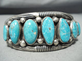 Very Rare Vintage Native American Navajo Wylie Turquoise Sterling Silver Bracelet Old-Nativo Arts