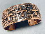 Heavy Detailed Cross Native American Navajo Important Copper Bracelet Cuff-Nativo Arts