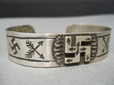 Rare Vintage Native American Navajo Whirling Logs Sterling Silver Bracelet Cuff-Nativo Arts