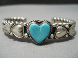 Important Vintage Native American Navajo Heart Turquoise Sterling Silver Dave Reeves Bracelet-Nativo Arts