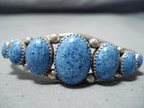 Breathtaking Vintage Native American Navajo Denim Lapis Sterling Silver Bracelet Old-Nativo Arts
