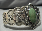 Early 1900's Vintage Native American Navajo Cerrillos Turquoise Sterling Silver Bracelet Old-Nativo Arts