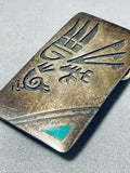 Native American Very Old Patina Vintage Hopi Turquoise Sterling Silver Buckle-Nativo Arts