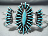 Fabulous Zuni Native American Turquoise Needlepoint Sterling Silver Bracelet-Nativo Arts