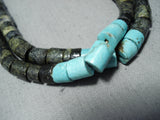 Superb Vintage Santo Domingo Native American Turquoise Serpentine Necklace Old-Nativo Arts