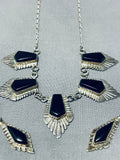Fantastic Vintage Native American Navajo Jet Sterling Silver Necklace And Earring Set-Nativo Arts