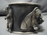 Magnificent Huge Bear Cuff Sterling Silver Bracelet Old-Nativo Arts