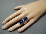 Fantastic Navajo Lapis Sterling Silver Ring Native American-Nativo Arts