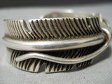 Heavy Detailed Vintage Native American Navajo Sterling Silver Feather Bracelet-Nativo Arts