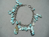 Fabulous Native American Navajo Godber Kingman Turquoise Sterling Silver Bracelet-Nativo Arts